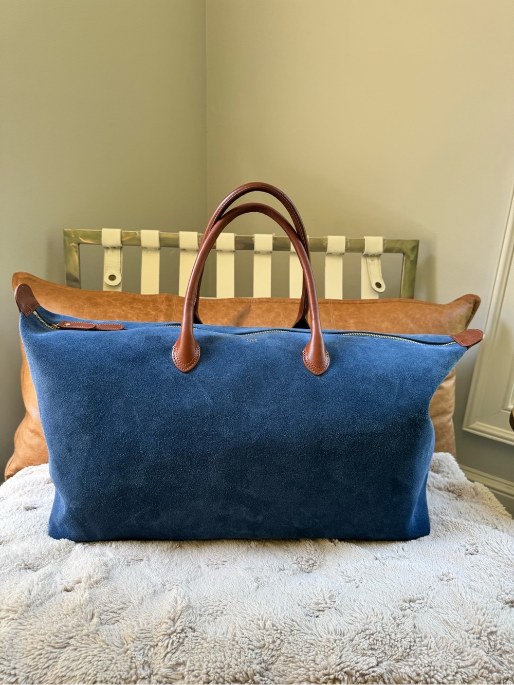 Mark and Graham SOHO SUEDE WEEKENDER in Blue Suede